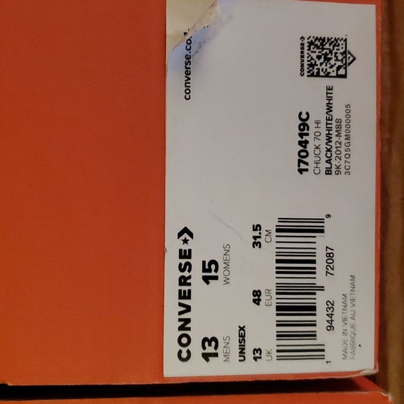 Converse All Star Chuck 70 Hi White & Black Mesh Mens Sz / 170419C - Picture 12 of 12